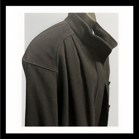 Fleet Street Wool & Suede Black 80s Jacket ~ Shoulder Pads~ Pockets~ Cinch - Picture 5 of 9